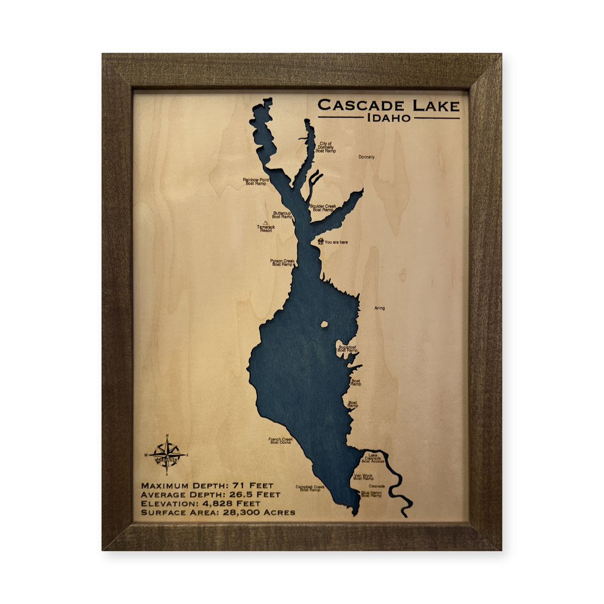 Cascade No Roads wood map — single layer, white background