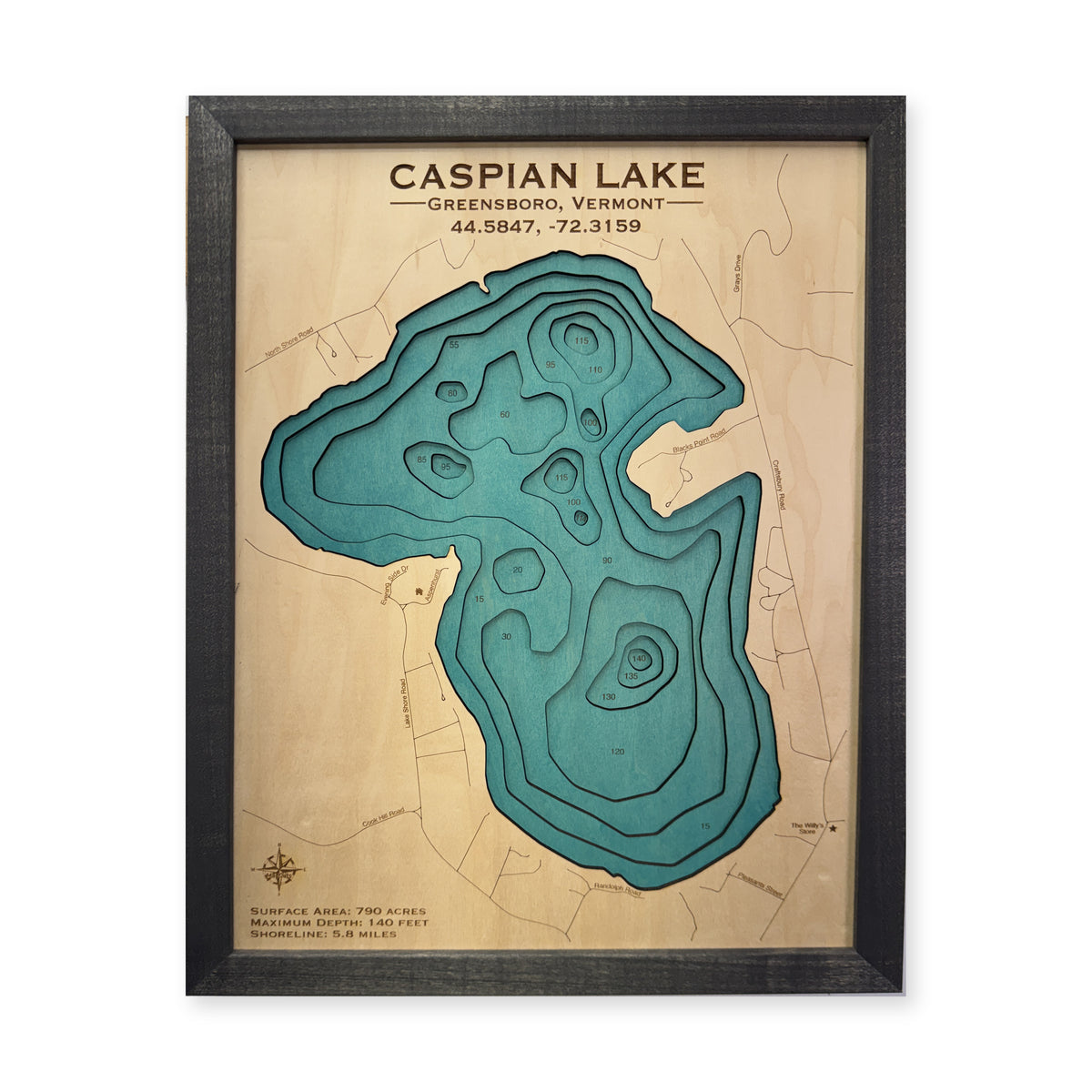 Caspian Charcoal wood map — multilayer, white background