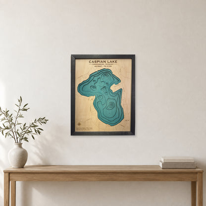 Caspian Charcoal wood map — multilayer, staged room mockup