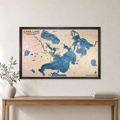 Cass Lake Multilayer wood map — multilayer, staged room mockup