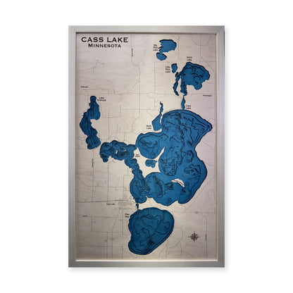 Cass Minnesota wood map — multilayer, white background