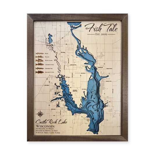 Castle Rock Lake wood map — multilayer, white background