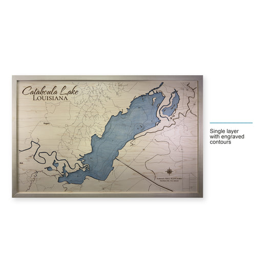Catahoula Engraved wood map — single layer with engraved contours, layer option shown