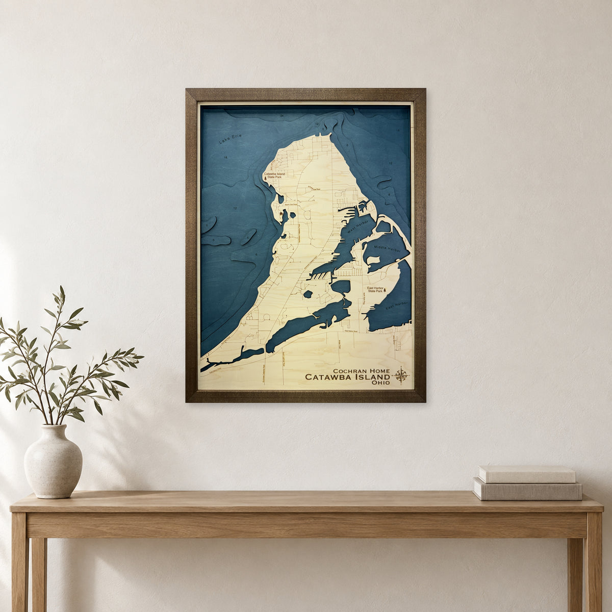 Catawba Cochran wood map — multilayer, staged room mockup