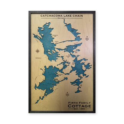 Catchacoma Firth wood map — single layer with engraved contours, white background