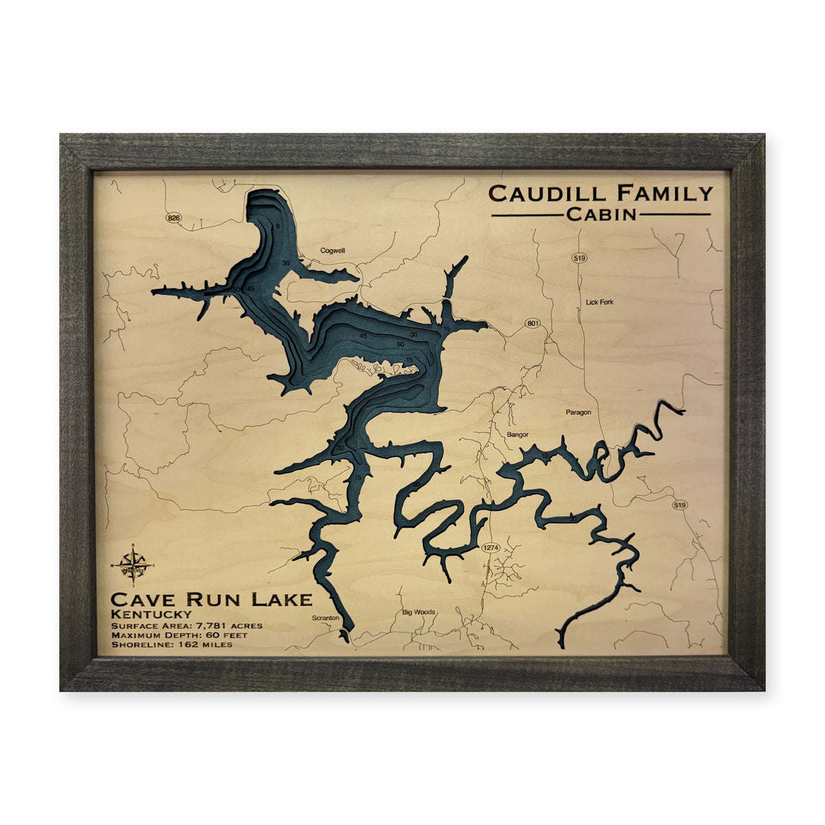 Cave Run Caudill wood map — multilayer, white background