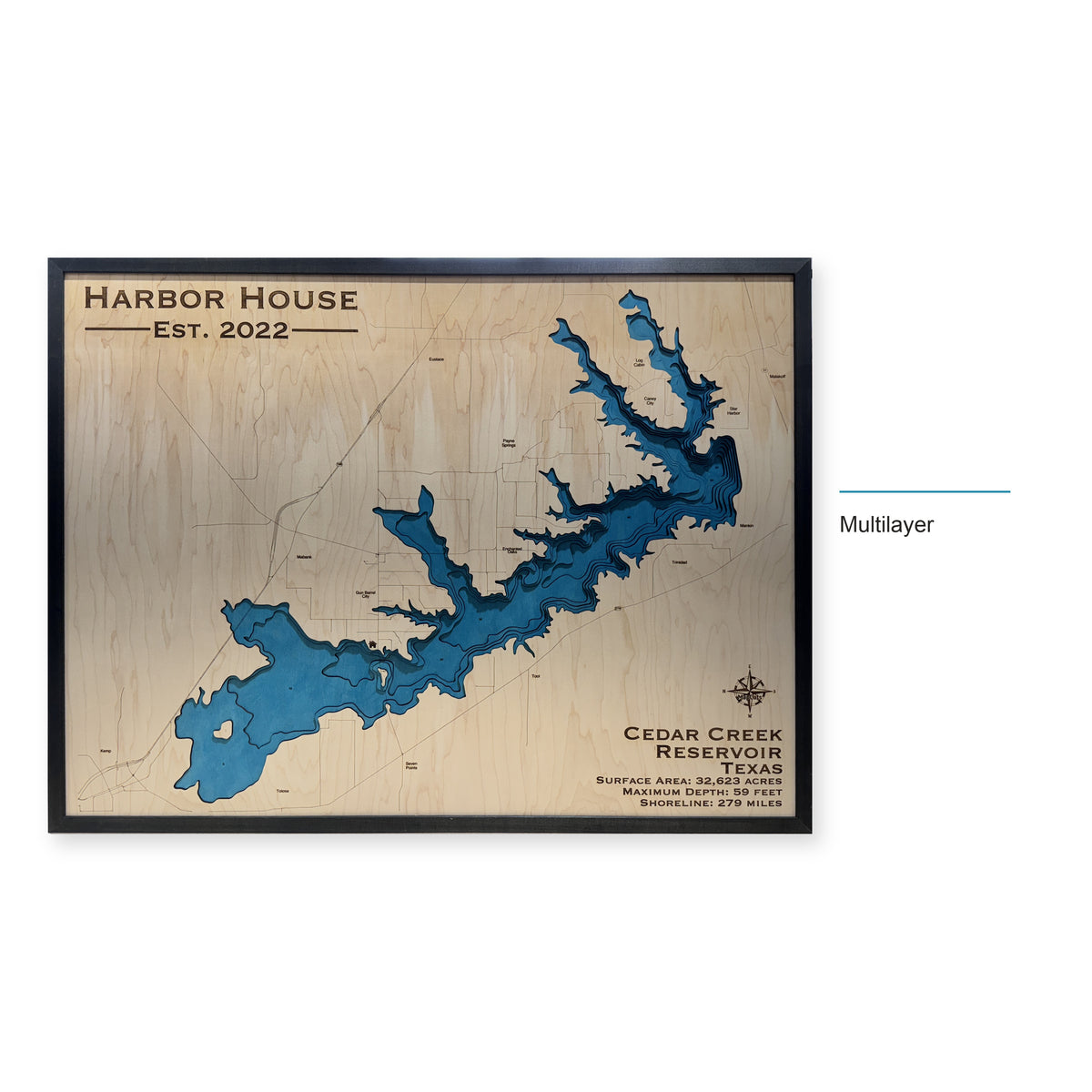 Cedar Creek Harbor House wood map — multilayer, layer option shown