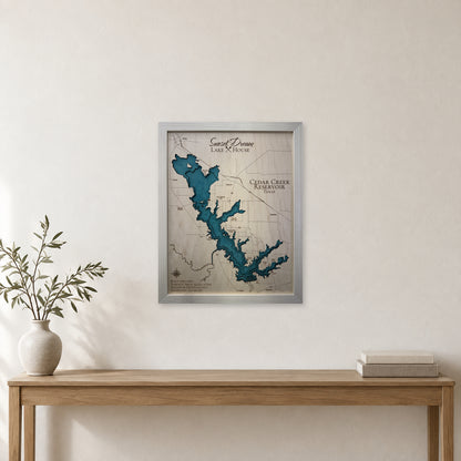 Cedar Creek Sunset wood map — multilayer, staged room mockup
