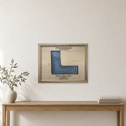 Cedar West Fitzsimmons wood map — multilayer, staged room mockup