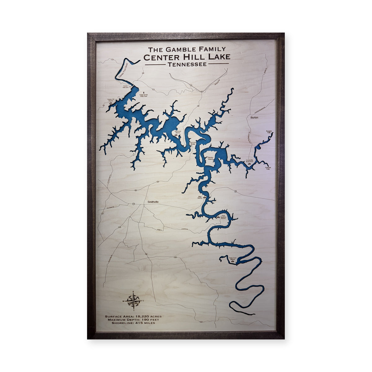 Center Hill Gamble wood map — single layer, white background