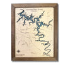 Engraved water layers on a Center Hill Lake map.