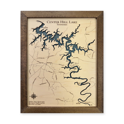Center Hill Lake wood map — single layer, white background