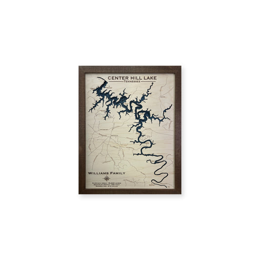 Center Hill Lake, Wood Map — multilayer example, on a white background