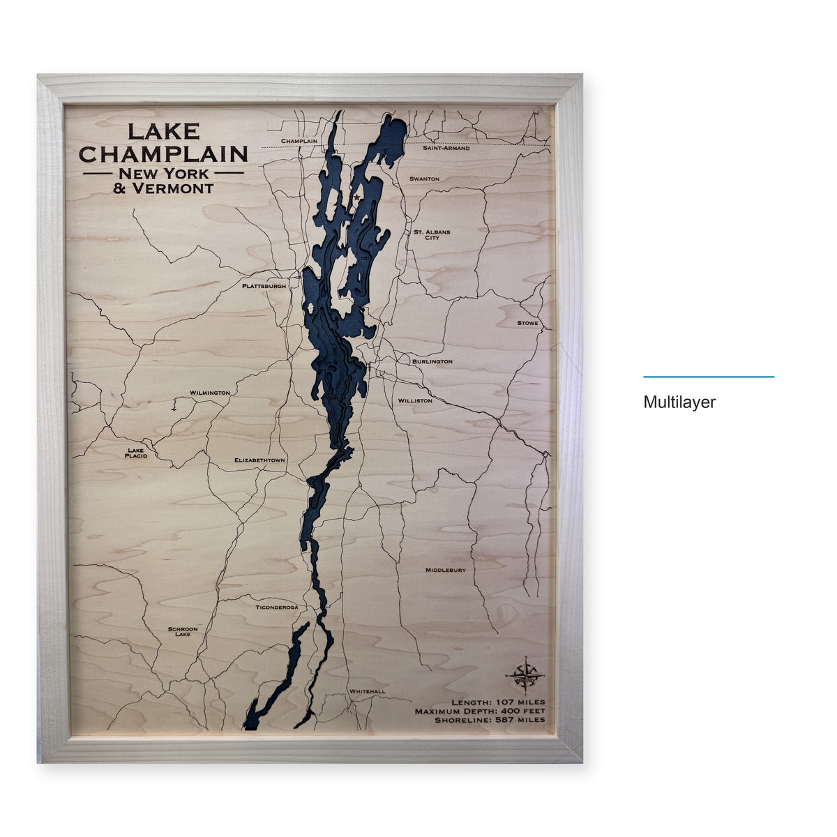 Champlain Natural Multi wood map — multilayer, layer option shown