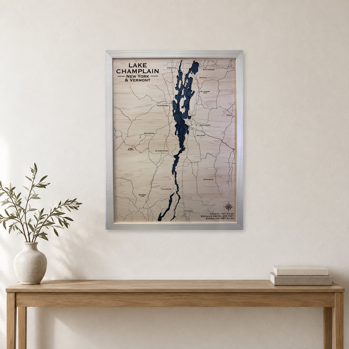 Champlain Natural Multi wood map — multilayer, staged room mockup