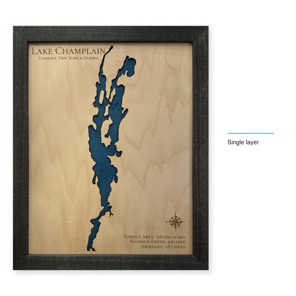 Champlain No Roads wood map — single layer, layer option shown