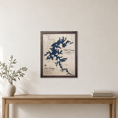 Chatuge Bell wood map — single layer, staged room mockup