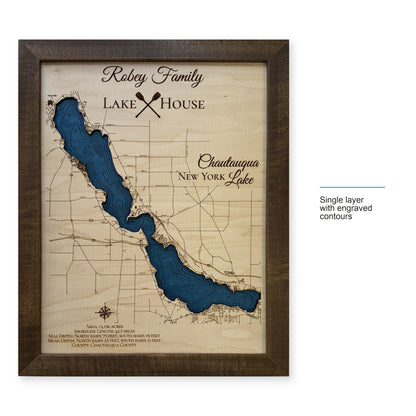 Chautauqua Lake Robey wood map — single layer with engraved contours, layer option shown