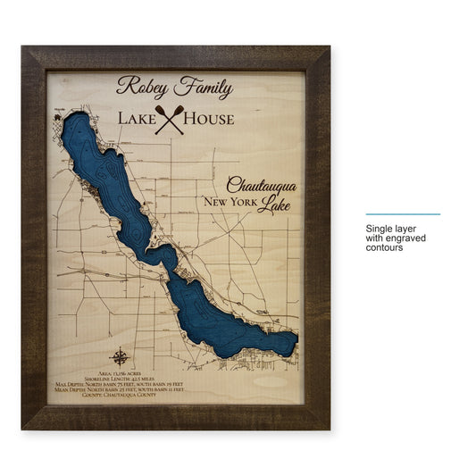 Chautauqua Lake Robey wood map — single layer with engraved contours, layer option shown
