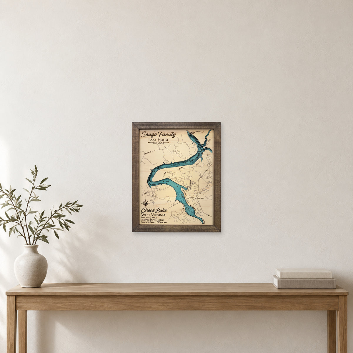 Cheat Seago wood map — multilayer, staged room mockup