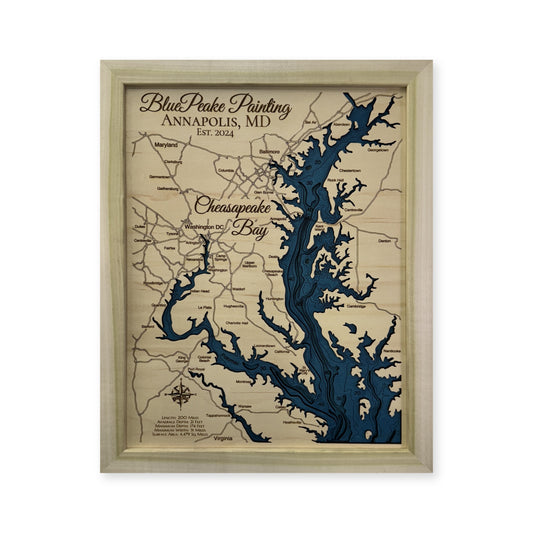 Chesapeake Bay Wood Map — multilayer example, on a white background
