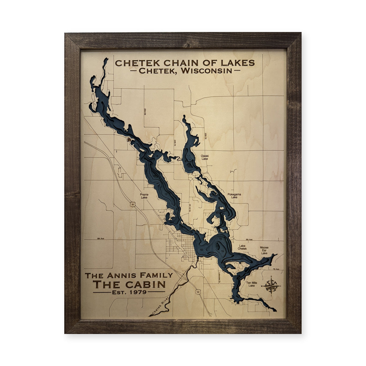 Chetek Annis wood map — multilayer, white background
