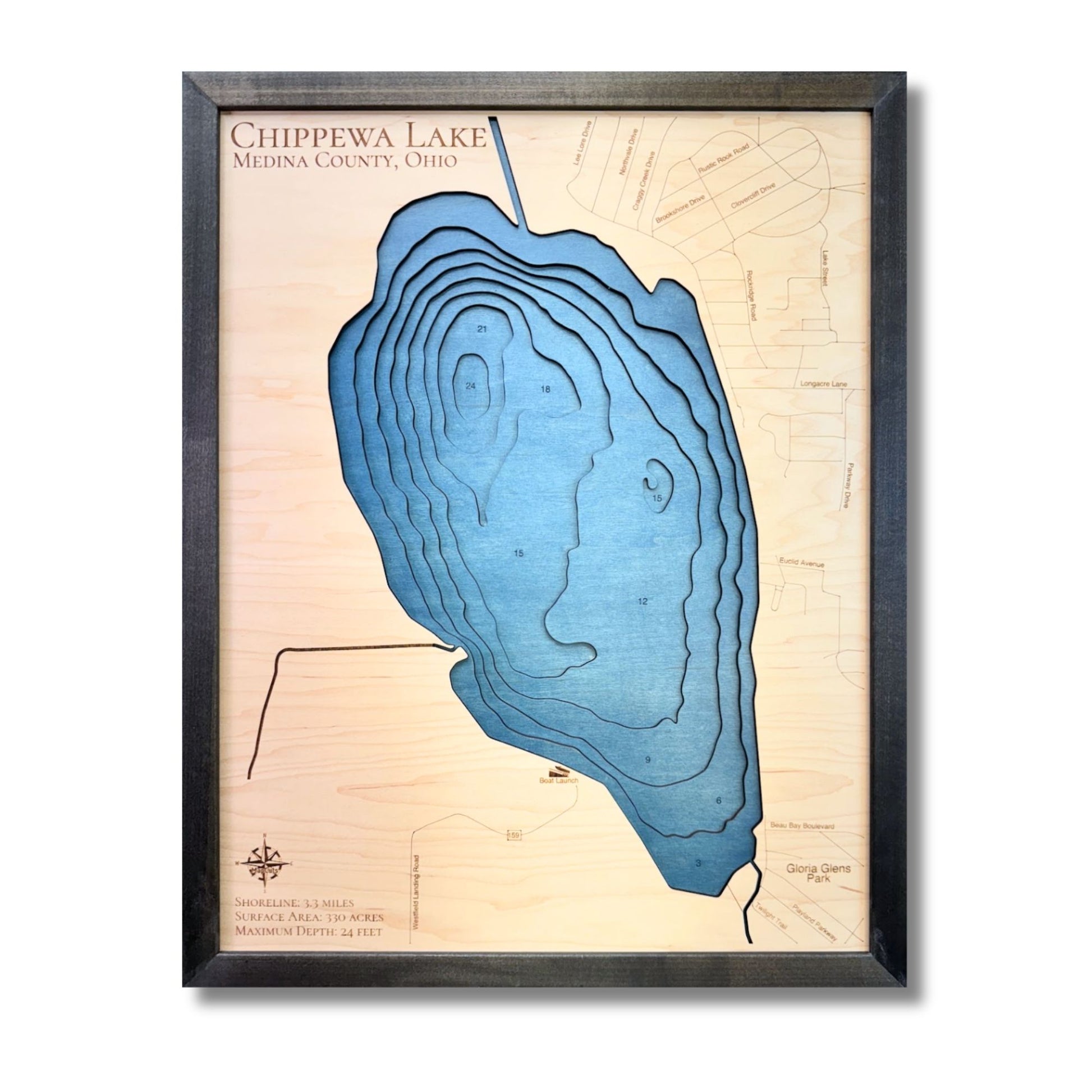 3D cut water layers of Chippewa lake.
