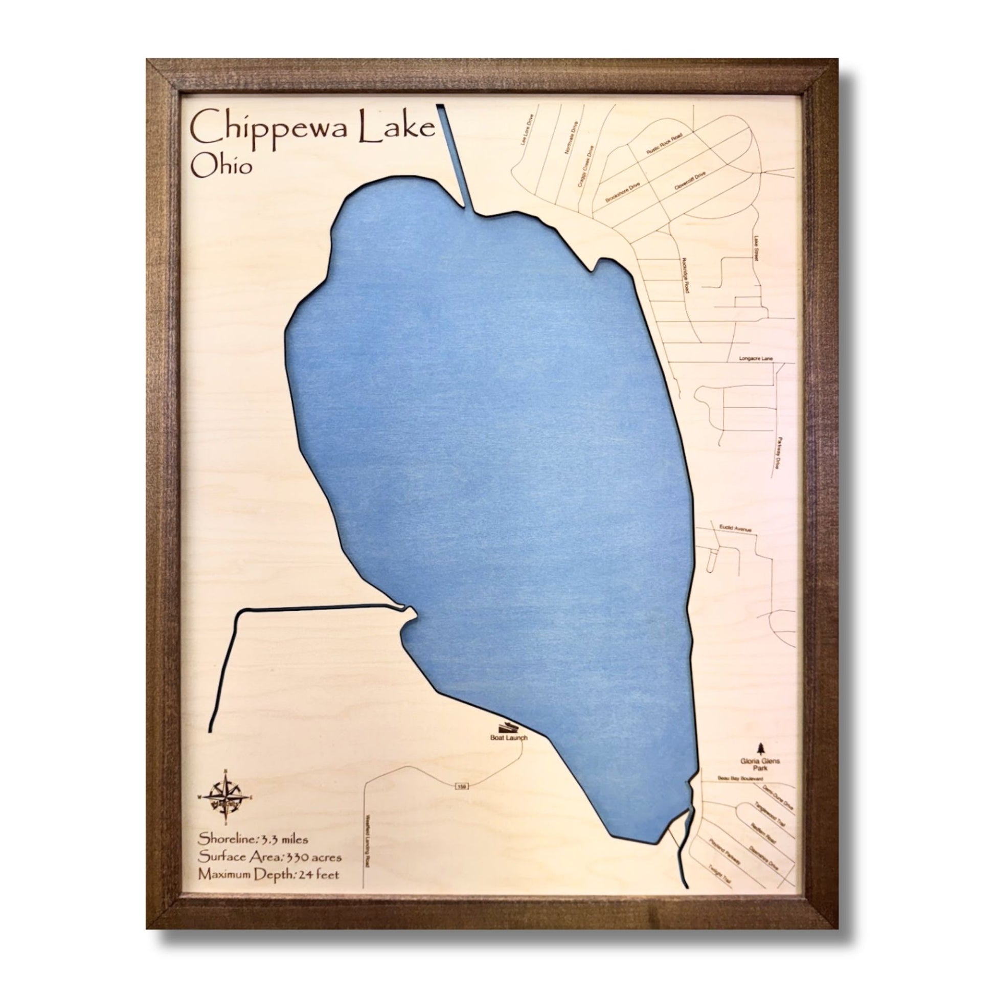 Single water layer map of Chippewa Lake, Ohio. 