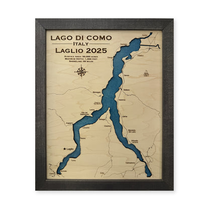 Como Laglio wood map — single layer, white background