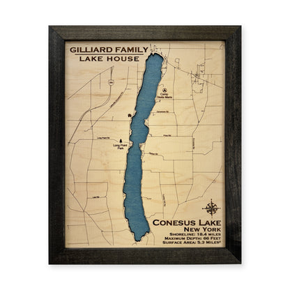 Conesus Gilliard wood map — single layer, white background