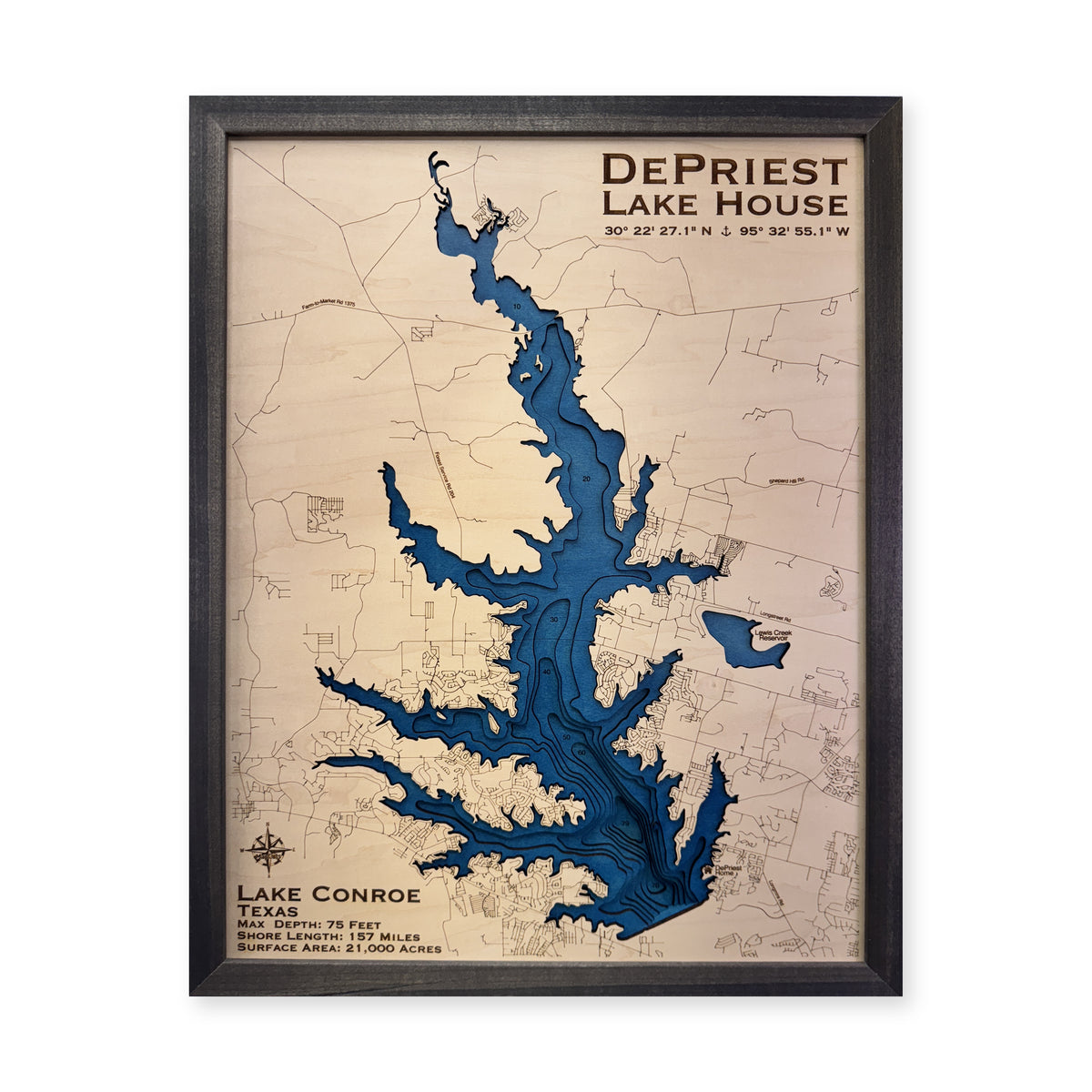 Conroe Depriest wood map — multilayer, white background