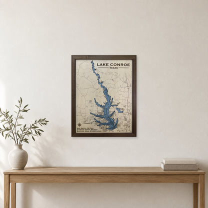 Conroe Multilayer wood map — multilayer, staged room mockup