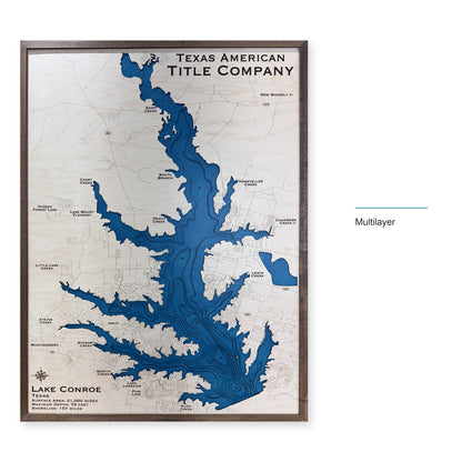 Conroe Texas American wood map — multilayer, layer option shown