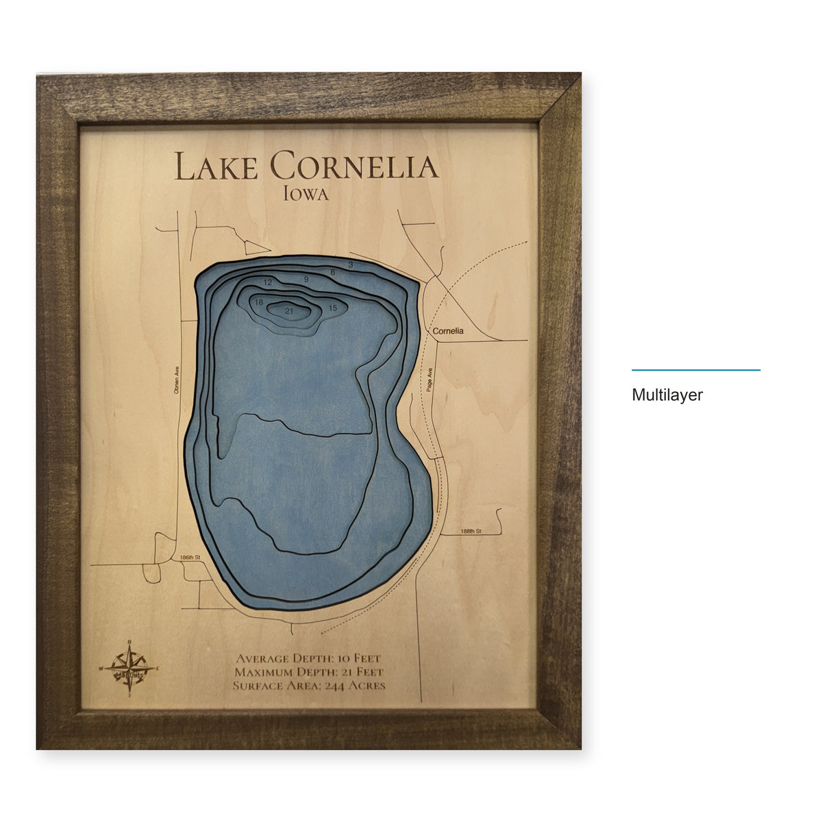 Cornelia Walnut wood map — multilayer, layer option shown
