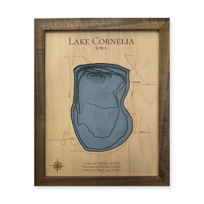 Cornelia Walnut wood map — multilayer, white background