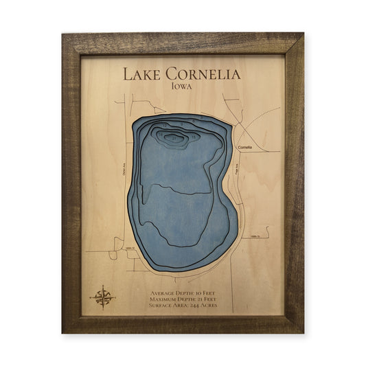 Cornelia Walnut wood map — multilayer, white background