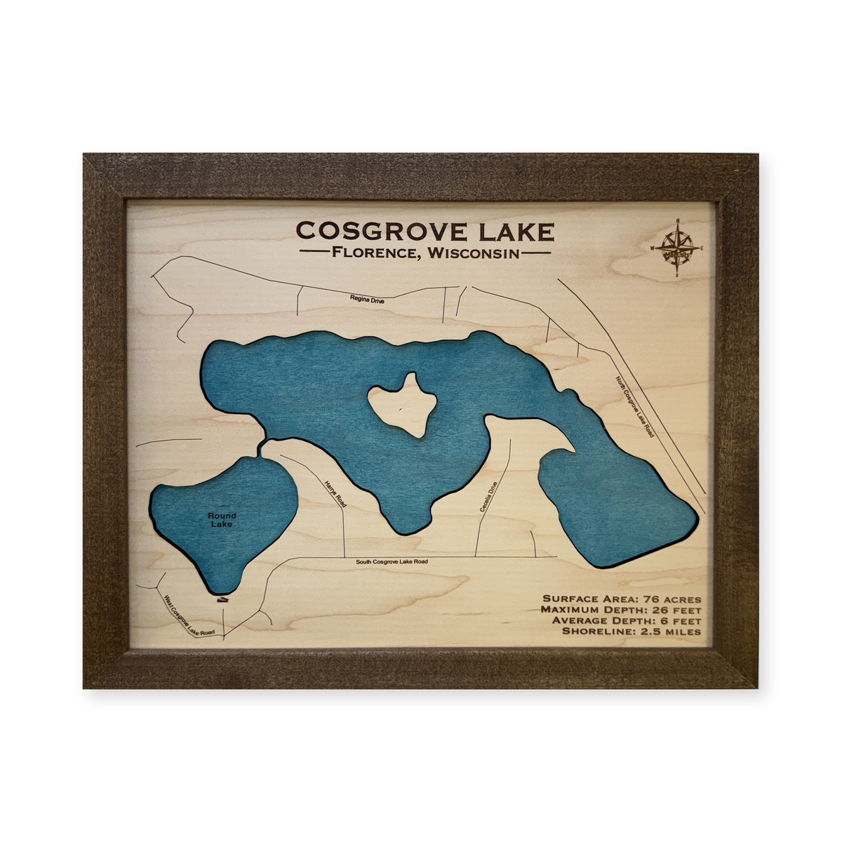 Cosgrove Lake wood map — single layer, white background
