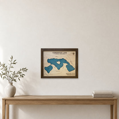 Cosgrove Lake wood map — single layer, staged room mockup