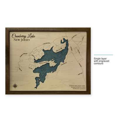 Cranberry Buckley wood map — single layer with engraved contours, layer option shown