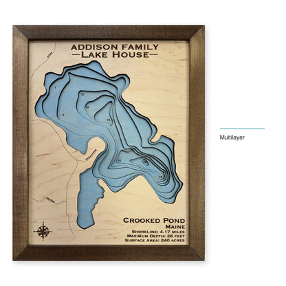 Crooked Pond Addison wood map — multilayer, layer option shown