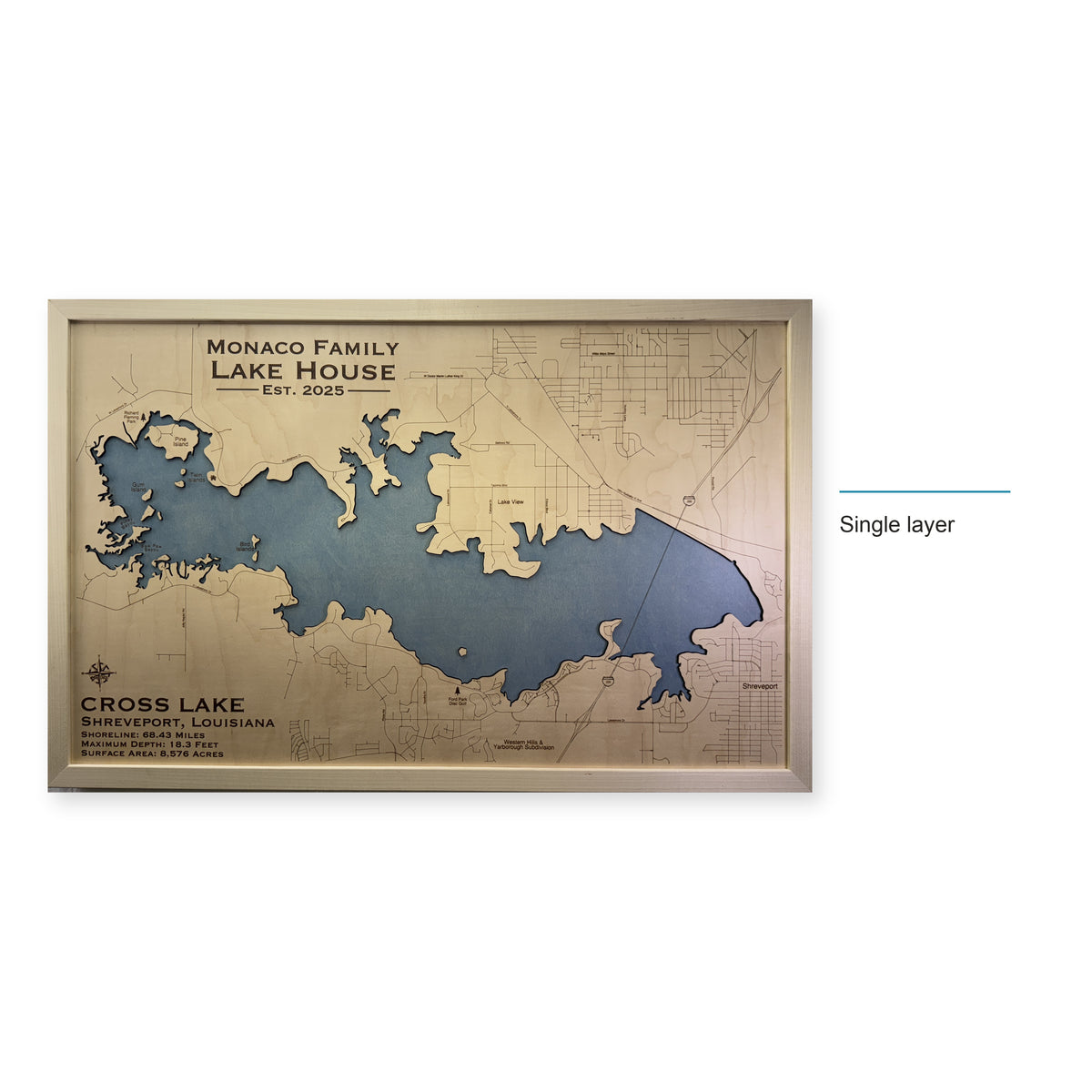 Cross Monaco wood map — single layer, layer option shown