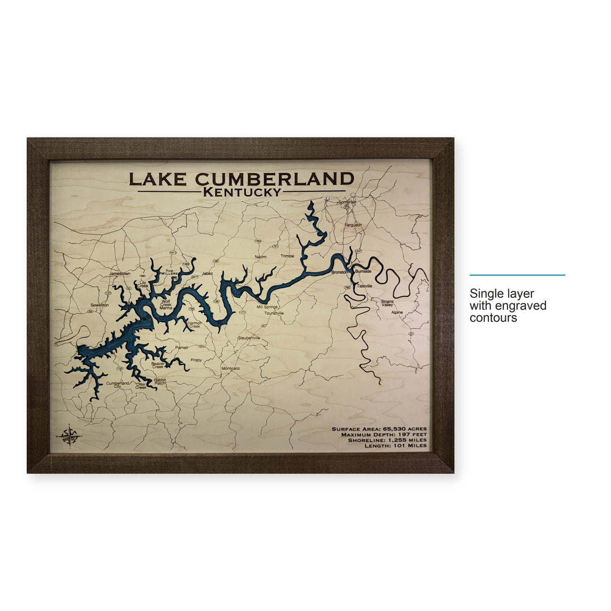 Cumberland Plain wood map — single layer with engraved contours, layer option shown