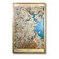 Large wooden 3D map of Boston with personalized text. 