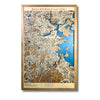 Large wooden 3D map of Boston with personalized text. 