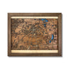 Custom city map showing a wood house icon and personalized text. 