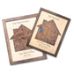 Two examples of custom housewarming gift maps, one with the title "Our First Home," and the other, "Our Forever Home."