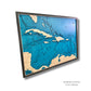 Large multilayer wooden map of the Caribbean Sea. 