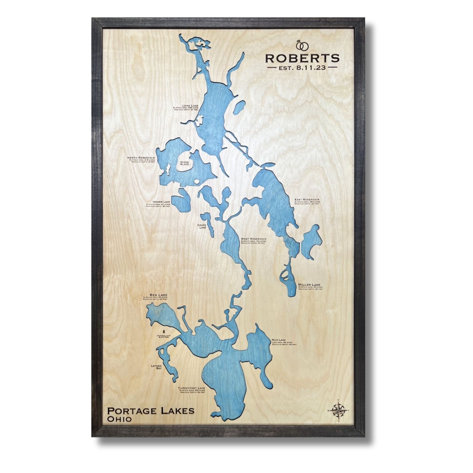 Custom single water layer map of Portage Lakes.