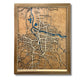 Small custom wooden city map of Portland and Vancouver. 