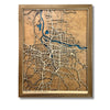 Small custom wooden city map of Portland and Vancouver. 